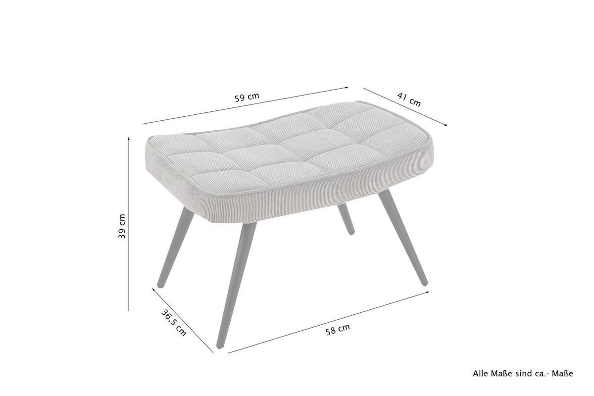 Hocker Uta Elfenbein B: 60 Cm - Elfenbein/Schwarz, Basics, Textil (60/39/41cm) - MID.YOU