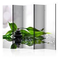 Paravent Grau Grün : 225 cm - Grau/Grün, Basics, Holz/Textil (225/172/3cm) - artgeist