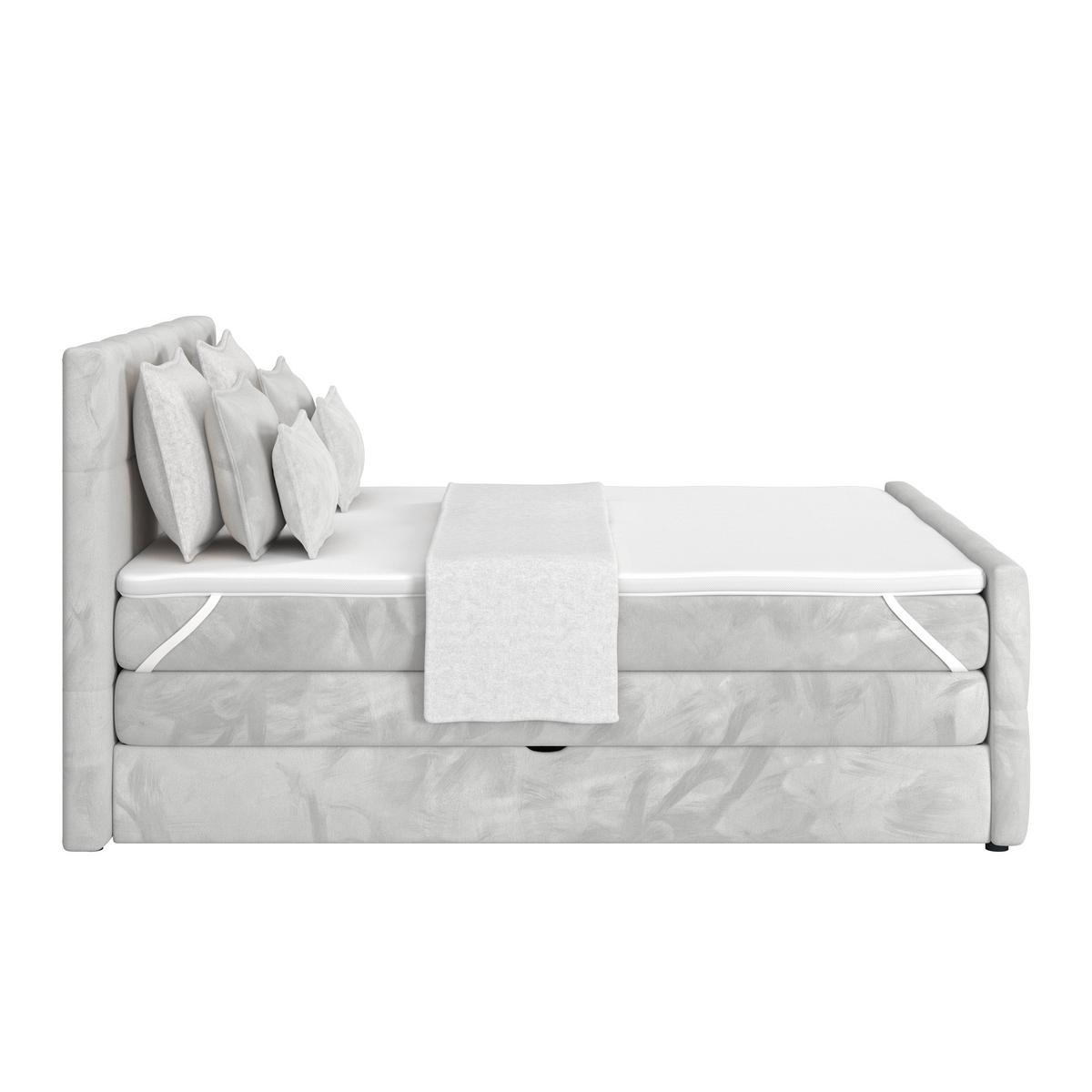 Boxspringbett mit Topper und Bettkasten 160x200 cm Medino - Hellgrau, KONVENTIONELL, Holz/Holzwerkstoff (160/200cm) - Luca Bessoni