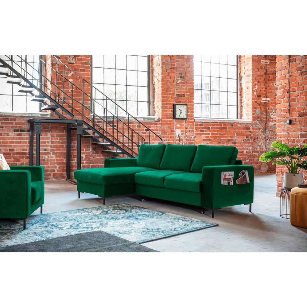 Rozkladacia Rohová Pohovka Liza Smaragdovozelená