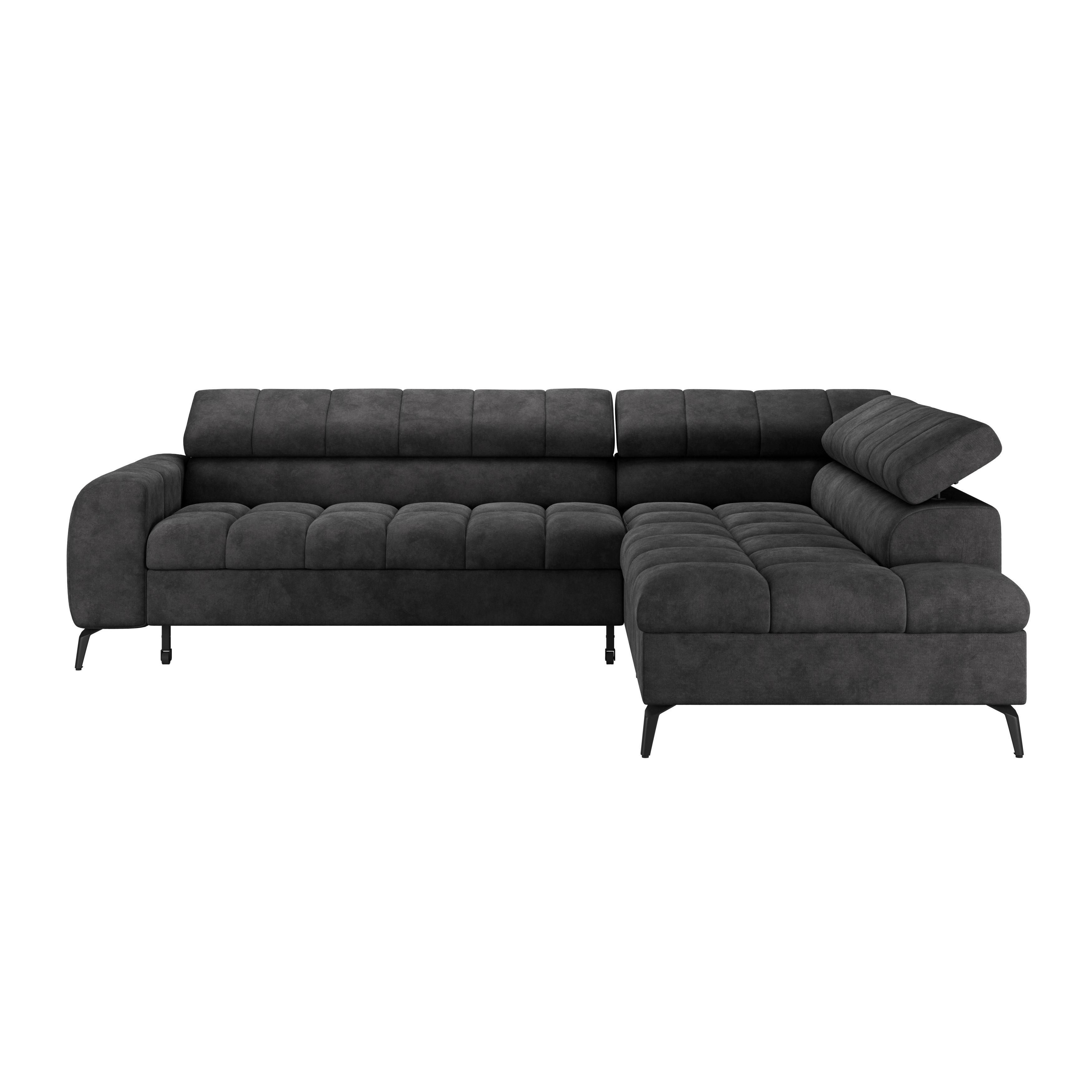 Ecksofa Volf Rechts New Schwarz, S: 261x203 cm - Schwarz, Trend, Kunststoff/Textil (261/203cm)