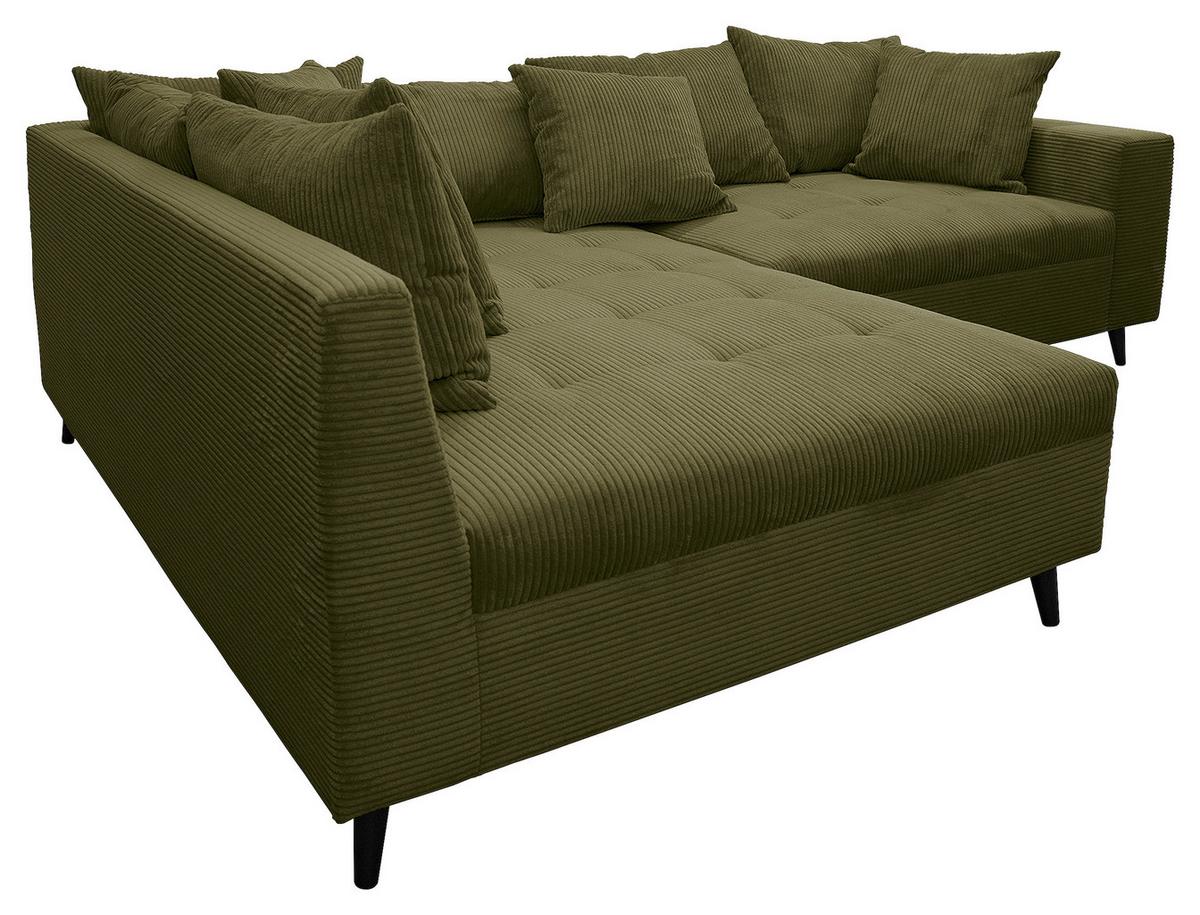Ecksofa Pruno Olivgrün S: 174x247 cm - Schwarz/Olivgrün, Design, Textil (174/247cm) - MID.YOU