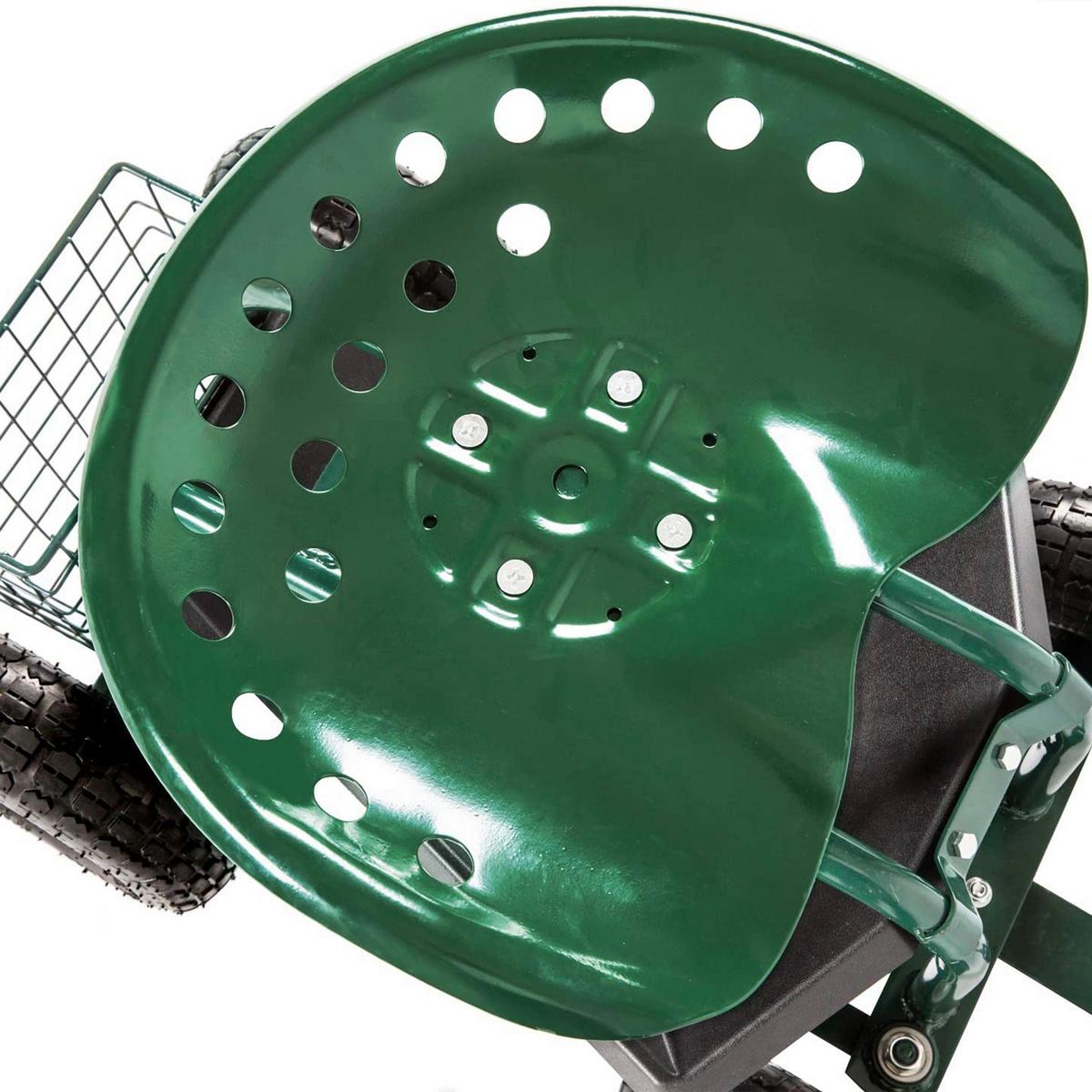 Gartengerätewagen Mit Sitz Grün - Dunkelgrün, Basics, Kunststoff/Metall (81/45/86cm) - Ambia Garden