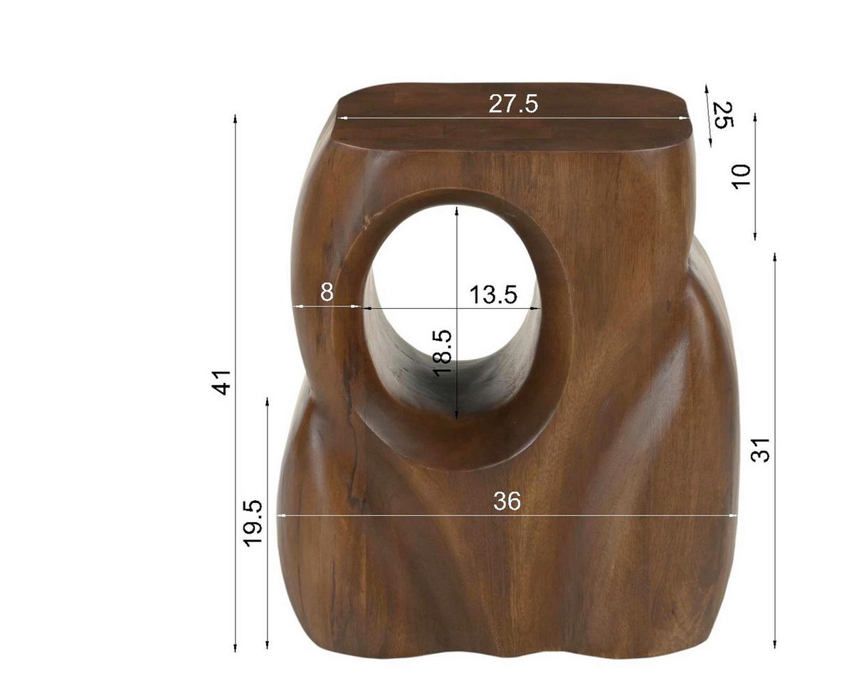 Beistelltisch Braun B: 36 cm - Braun, Design, Holz (36/26/41cm) - MID.YOU