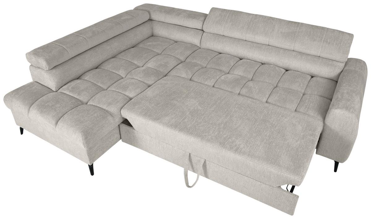 Ecksofa Volf Links New Hellgr. mit Schlaffunktion, 203x261 cm - Hellgrau/Schwarz, Trend, Textil (203/261cm)