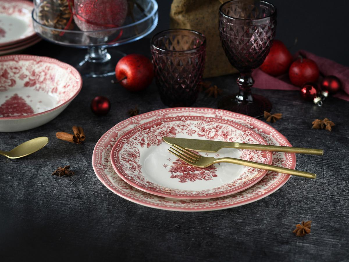 Tafelservice Tannenbaum 12--Teilig., Rot - Rot, Basics, Keramik - Creatable