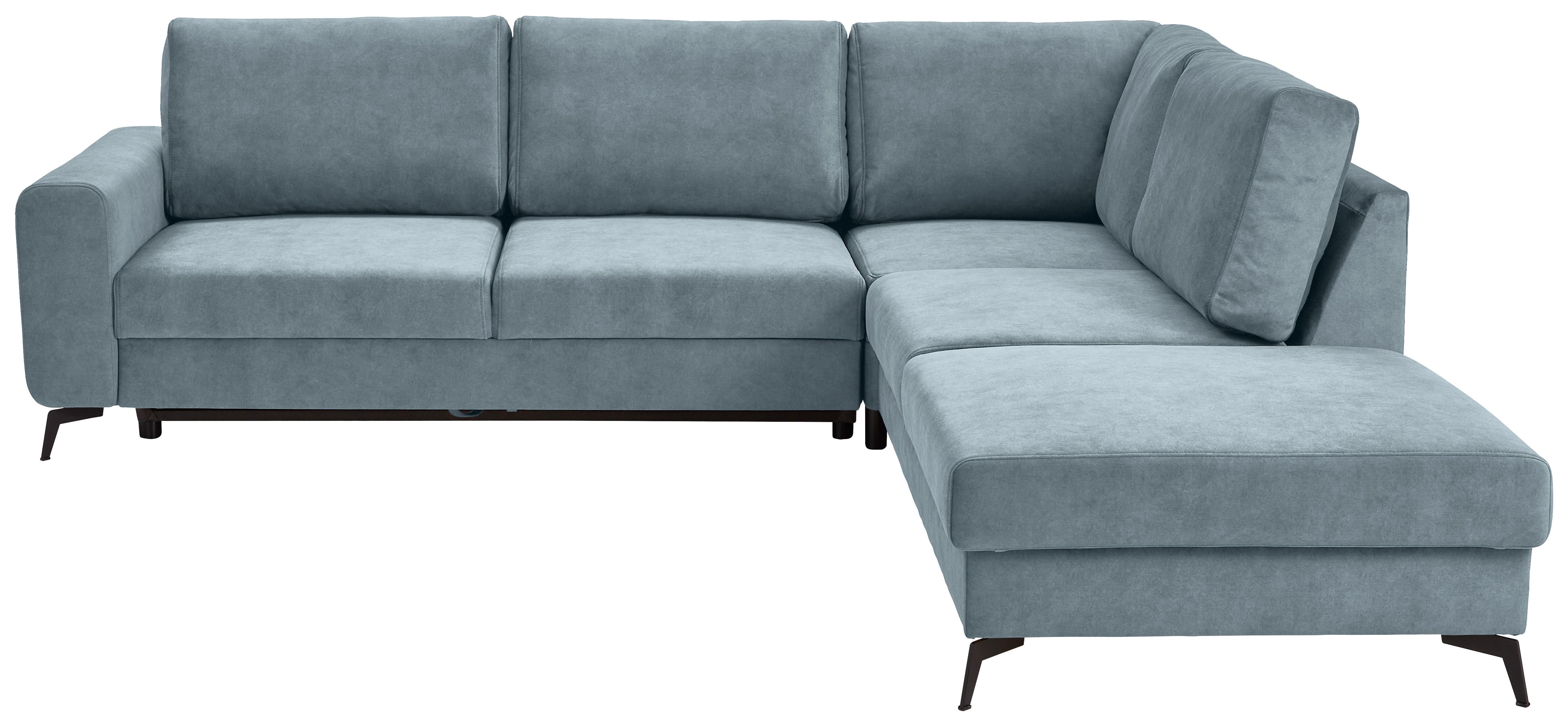 Ecksofa Mit Schlaffunktion Adesso Hellblau Chenille - Schwarz/Hellblau, KONVENTIONELL, Textil (275/257cm) - MID.YOU