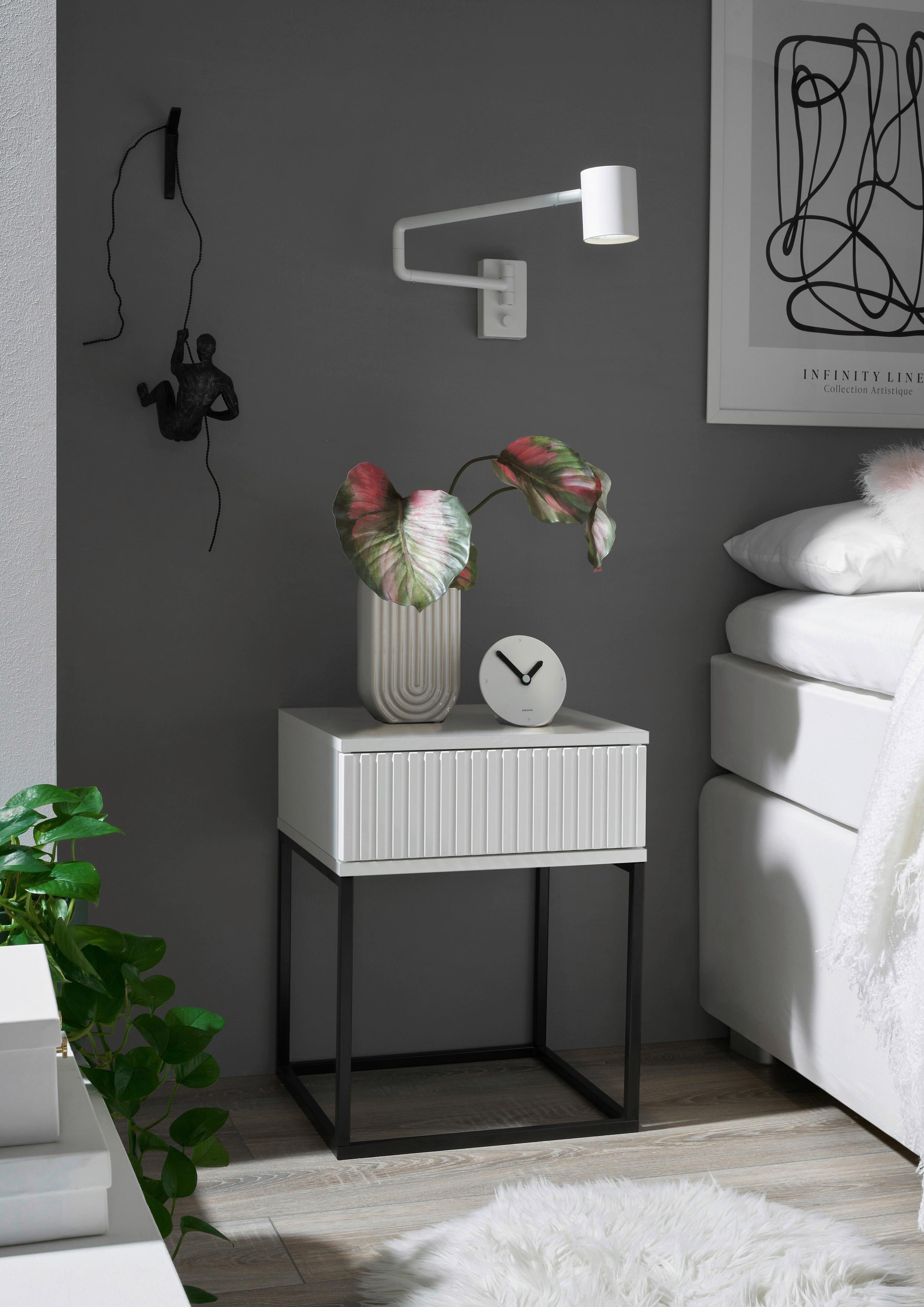 Nachtkästchen Weiß/schwarz H: 52 Cm Marle - Schwarz/Weiß, MODERN, Holzwerkstoff/Metall (40/52/38,5cm) - Livetastic