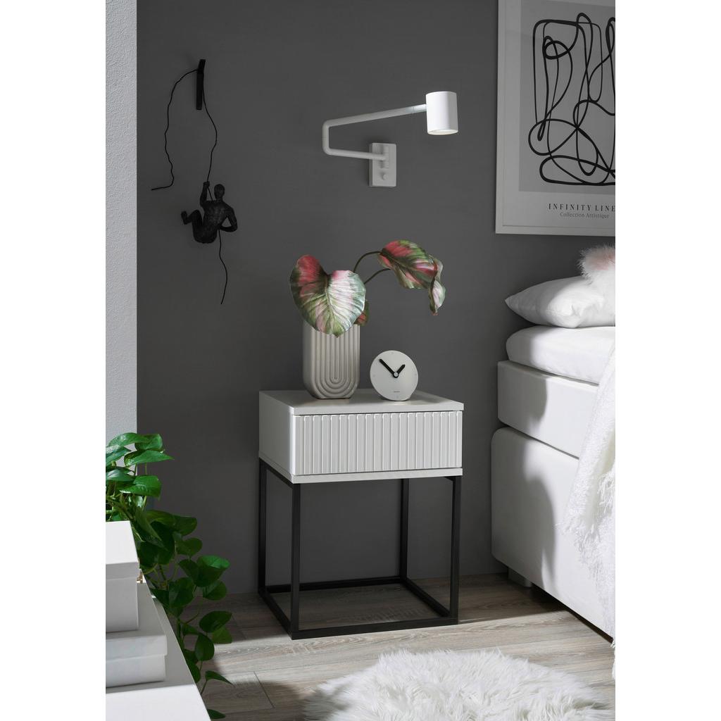 Nachtkästchen Weiß/Schwarz H: 52 cm Marle