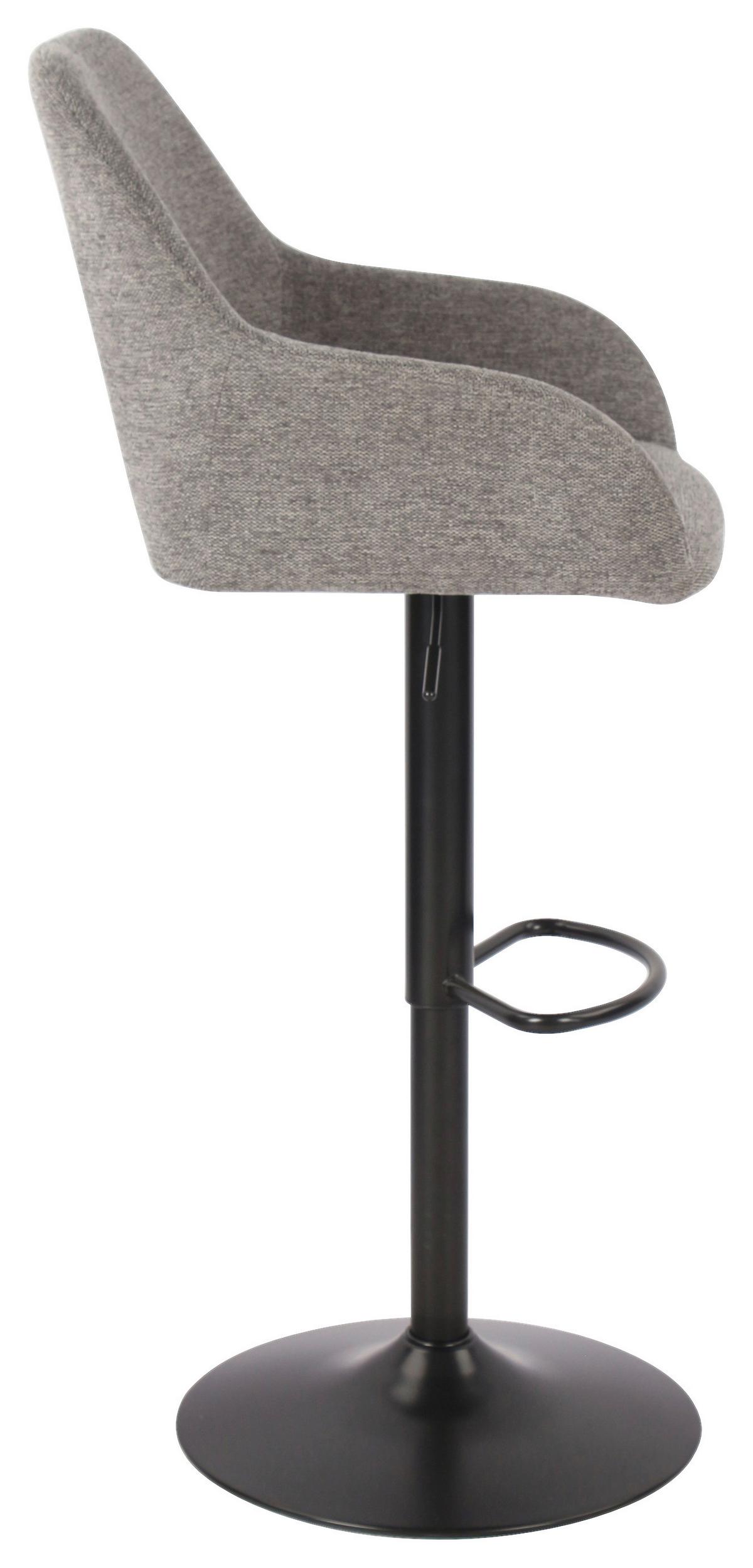 Barhocker höhenverstellbar mit Lehne Brego Grau - Schwarz/Grau, MODERN, Textil/Metall (54/117/53cm)