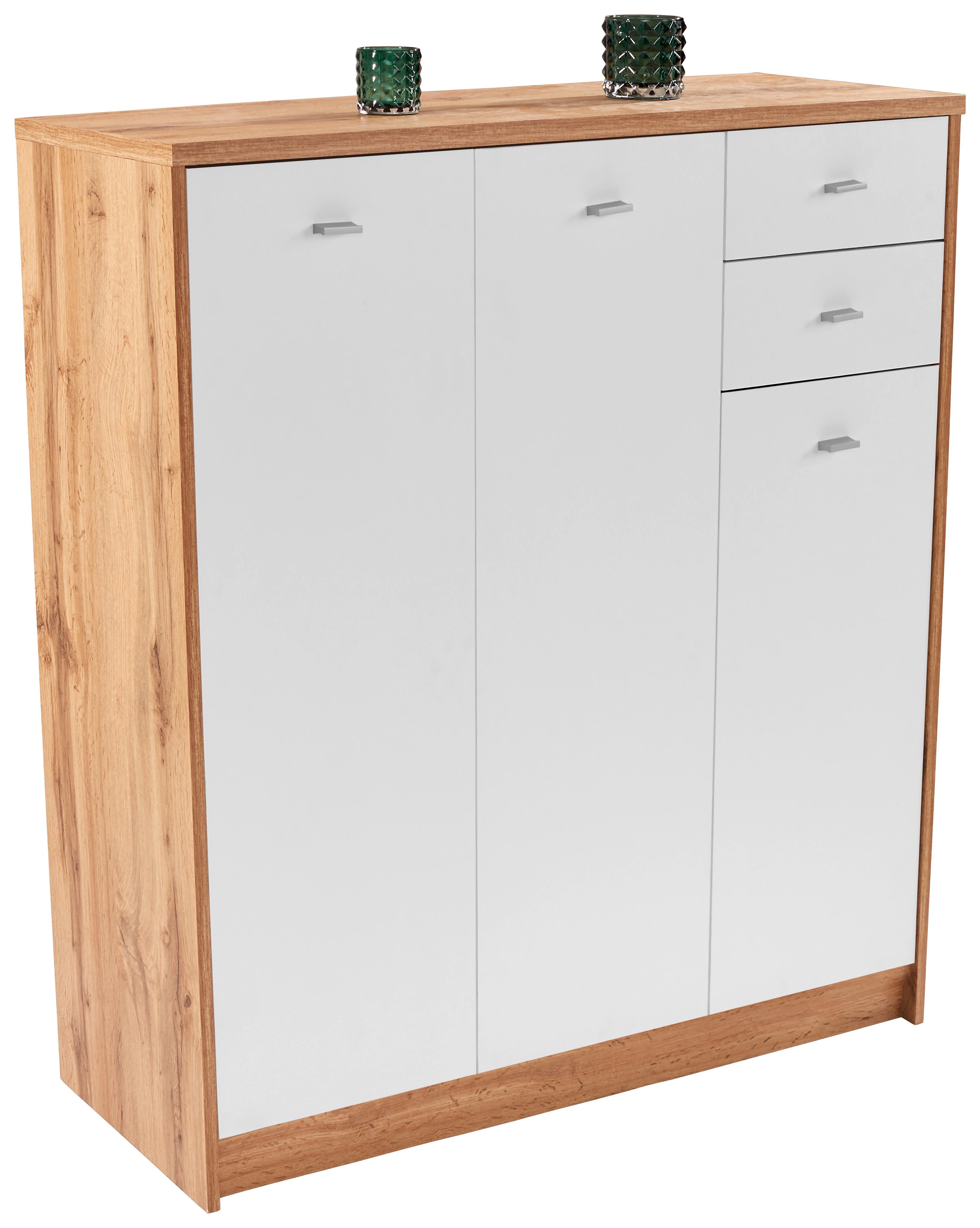 KOMODA 4-YOU NEW YUK09 - bílá/barvy dubu, Moderní, kompozitní dřevo/plast (109,1/111,4/34,6cm)