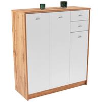Kommode B 109,1 Cm 4-you New, Wotan Eiche Dekor/weiß - Eichefarben/Schwarz, MODERN, Holzwerkstoff (109,1/111,4/34,6cm)