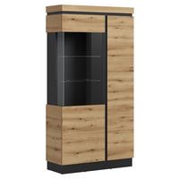 Vitrin Corte - tölgyfa színű/szürke, Trend, faalapú anyag/Üveg (103,6/200,5/40cm)