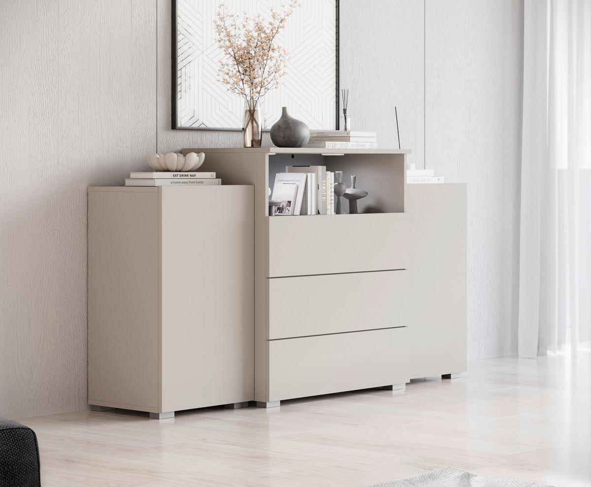 ŠIROKÁ KOMODA URBAN 150 - šedá/kašmírová, Lifestyle, kompozitní dřevo/plast (150/81/37cm) - P & B