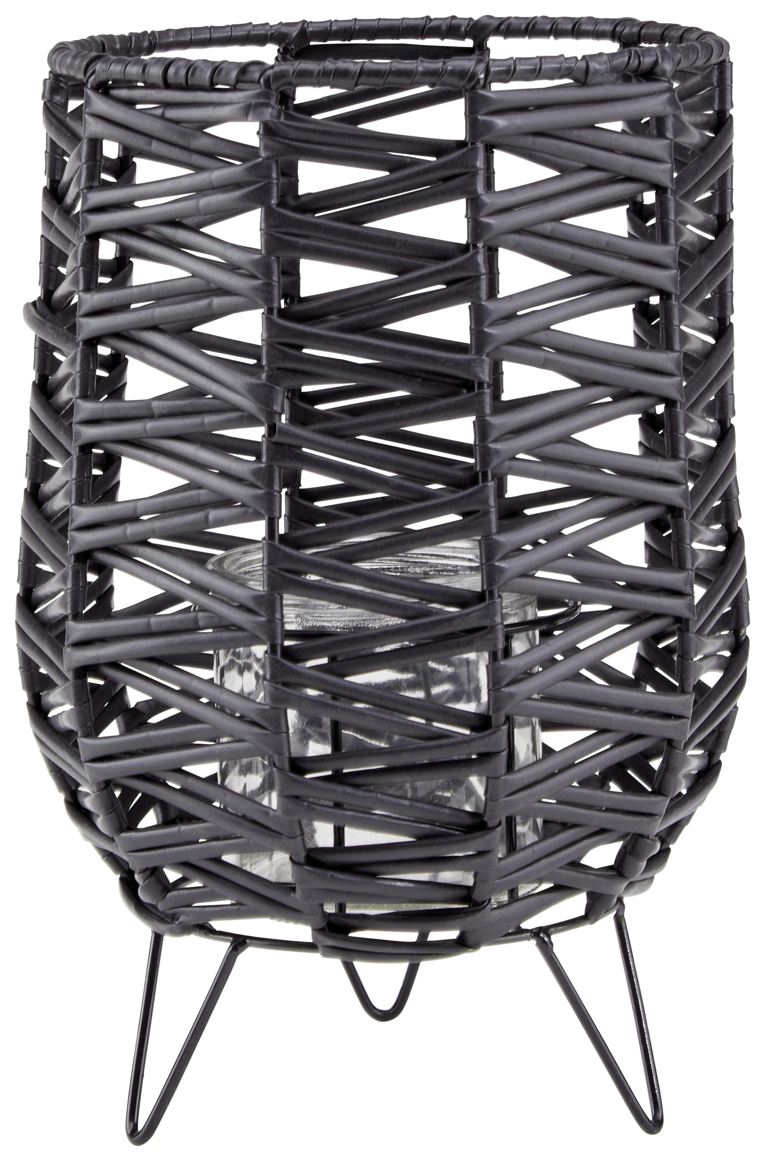 Laterne Smeralda - Schwarz, MODERN, Kunststoff/Metall (18/24cm) - Luca Bessoni