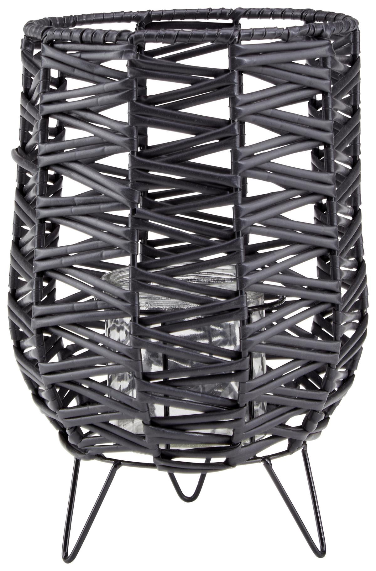 Laterne Smeralda - Schwarz, MODERN, Kunststoff/Metall (18/24cm) - Luca Bessoni