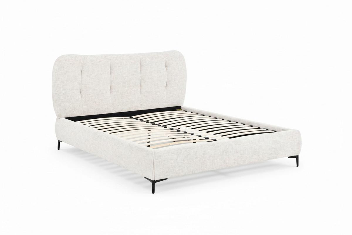 Čalouněná postel GLARIS 160x200 cm, krémová - černá/barvy dubu, Moderní, kov/dřevo (160/200cm) - Bessagi Home