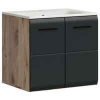 Waschtischkombi Ice Schwarz/Eiche Dekor B: 60cm - Eiche dunkel/Schwarz, Basics, Keramik/Holzwerkstoff (60cm) - MID.YOU