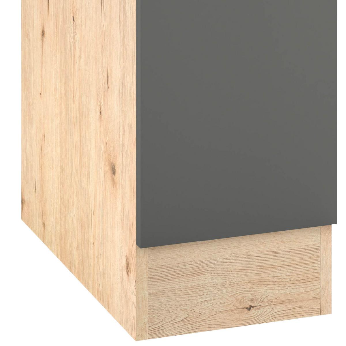 Spodná kuchynská skrinka SHADOW  US30 sivá - dub San Remo/farba ušľachtilej ocele, Modern, kov/kompozitné drevo (30/85/60cm)