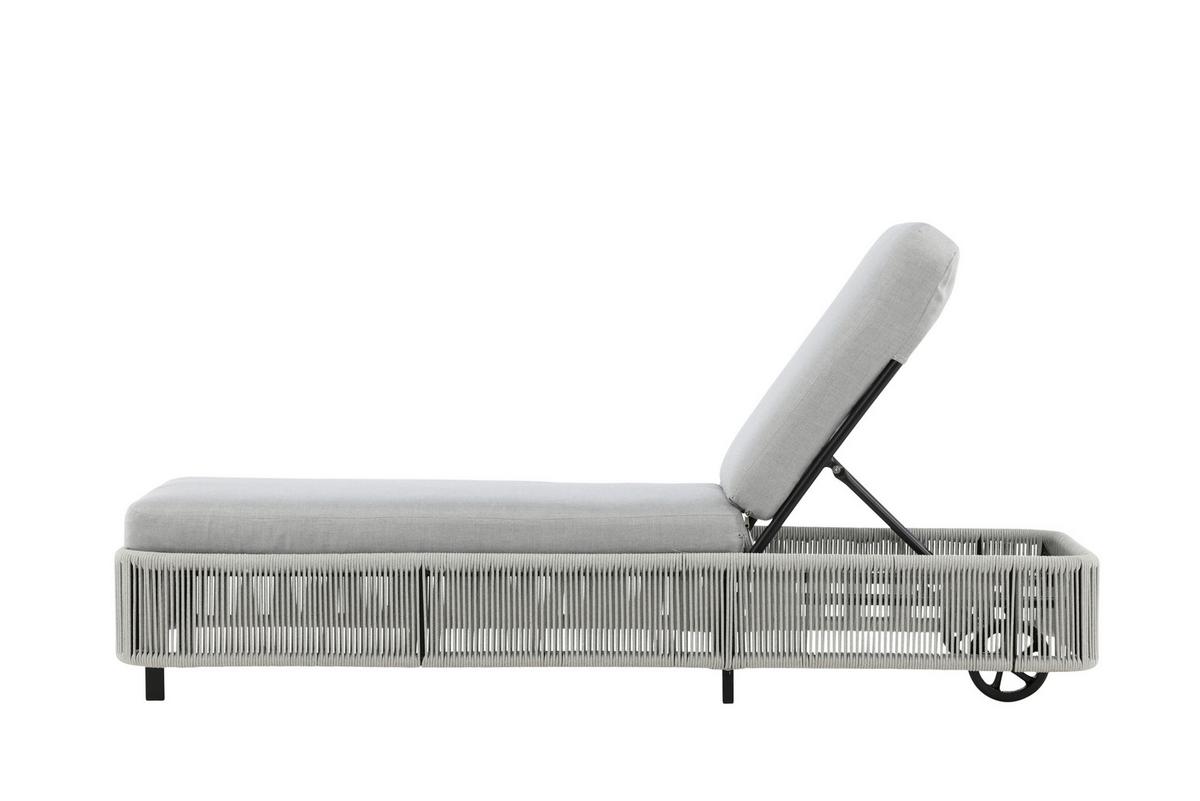 Sonnenliege Virya - Schwarz/Grau, KONVENTIONELL, Textil/Metall (75/32/205cm) - Gardenson