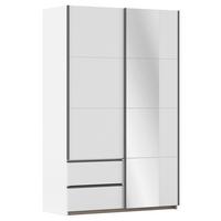 Schwebetürenschrank Stoke Weiß Metallic inkl.spiegel B:131cm - Weiß, MODERN, Holzwerkstoff (131/210/59cm) - Rauch Möbel