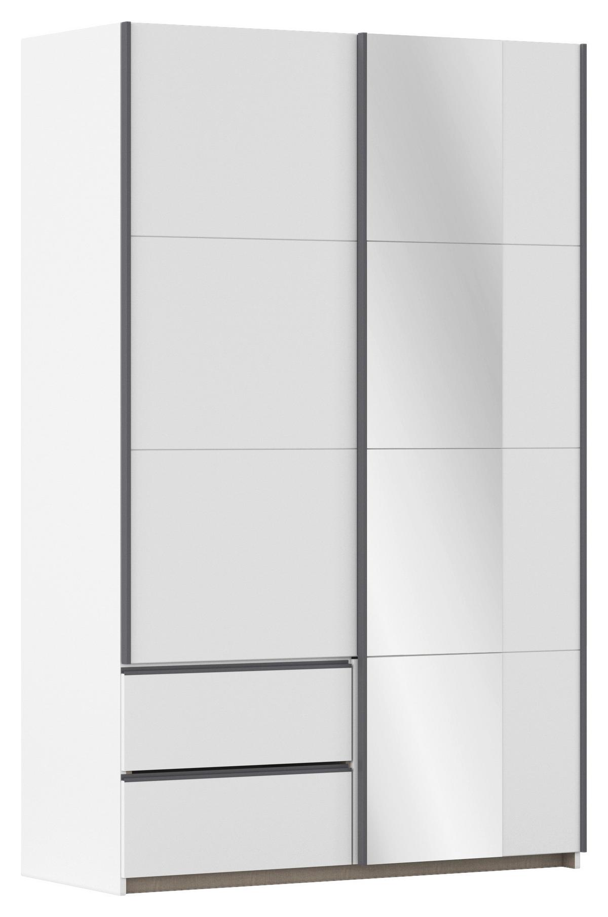 Schwebetürenschrank Stoke Weiß Metallic inkl.spiegel B:131cm - Weiß, MODERN, Holzwerkstoff (131/210/59cm) - Rauch Möbel