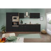 Küchenzeile ohne Geräte B: 330 cm Schwarz/Eiche Dekor - Eichefarben/Schwarz, Basics, Holzwerkstoff (330cm) - Respekta