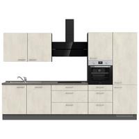 Kuchynská linka 330CM biely betón/ bridlicová šedá - biela/farba ušľachtilej ocele, Modern, kov/kompozitné drevo (330cm) - Nobilia