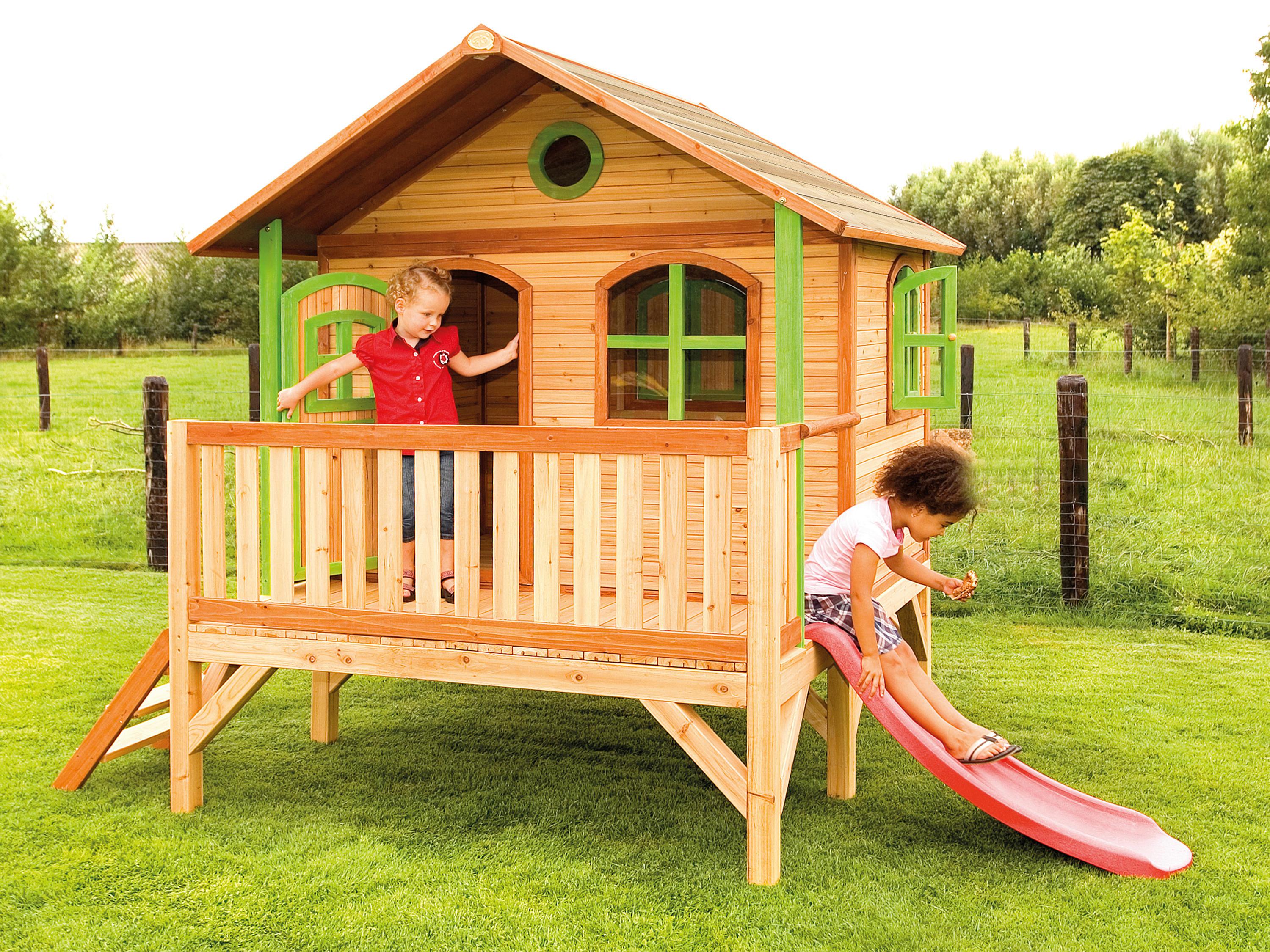 Spielhaus A030.040.00 - Rot/Braun, KONVENTIONELL, Holz/Kunststoff (349/233/212cm) - Ambia Garden