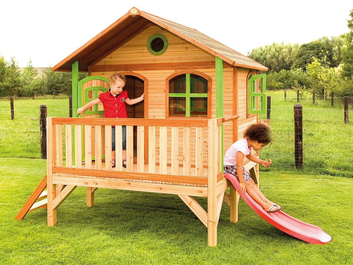 Spielhaus A030.040.00 - Rot/Weiß, KONVENTIONELL, Holz/Kunststoff (349/233/212cm) - Ambia Garden