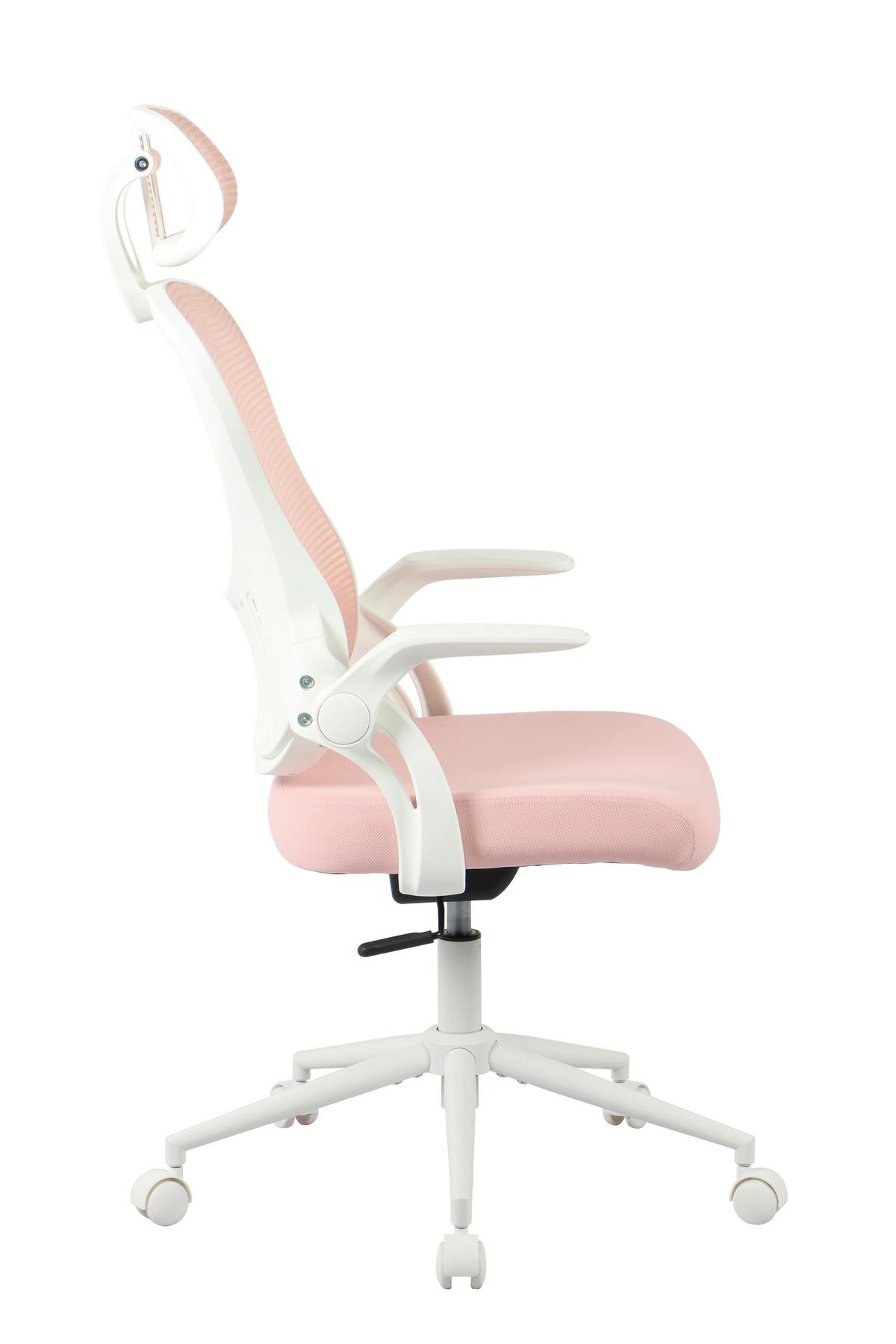 OTOČNÁ ŽIDLE POLLY - bílá/pink, Moderní, kov/textil (68/116-133/64cm) - Mömax