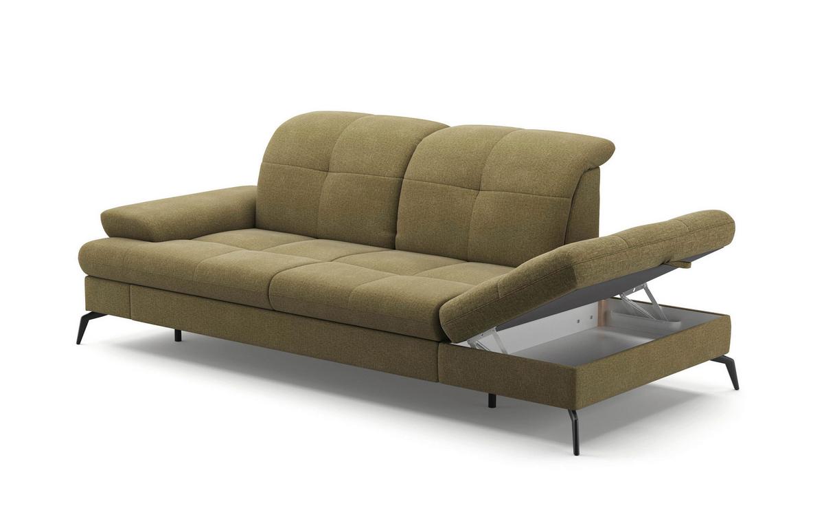 Récamiere Amica E, Olivgrün B: 231 Cm - Schwarz/Olivgrün, KONVENTIONELL, Textil (231/90/122cm) - Sit & More