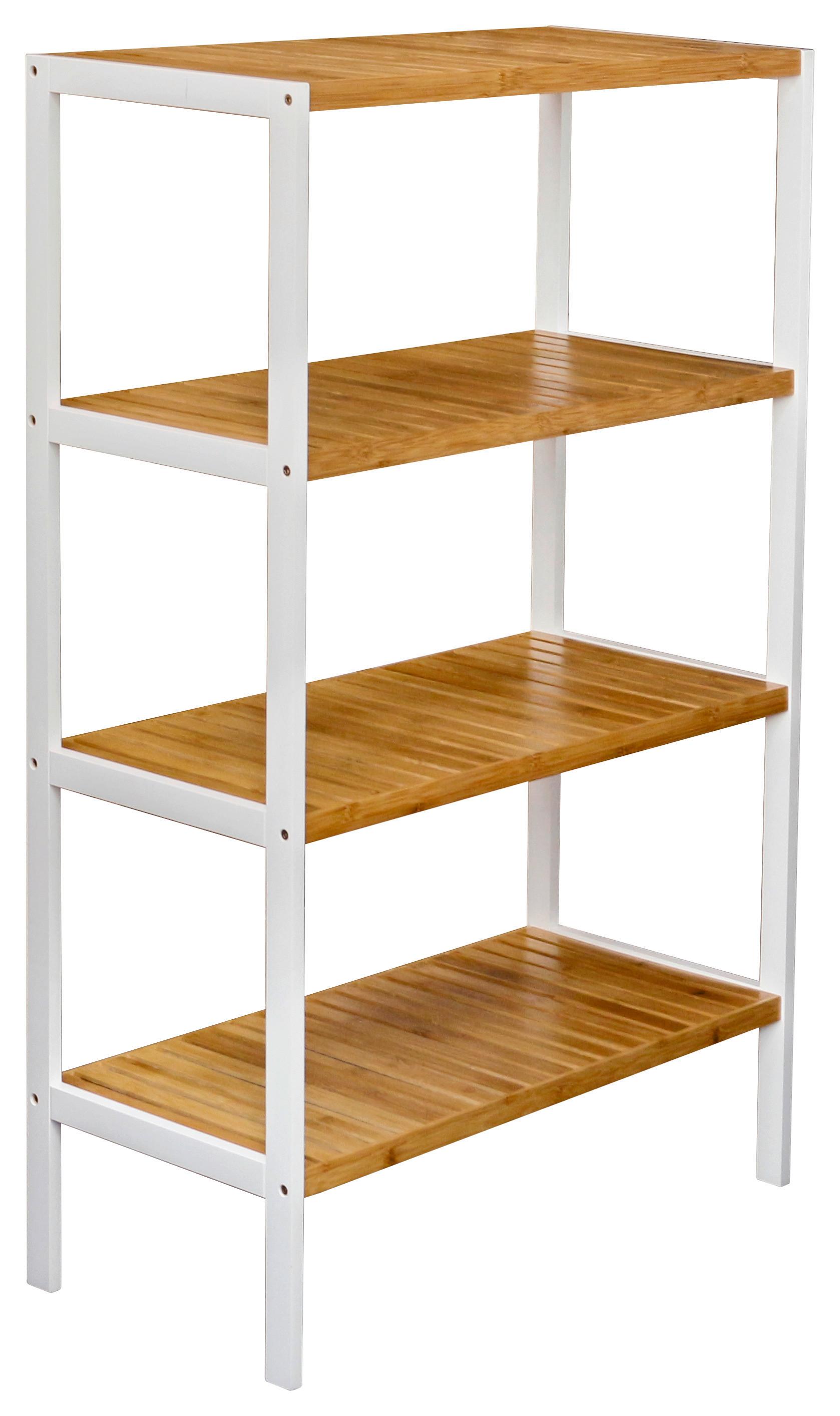 Regal Bambu B 70cm, Weiß/Braun - Weiß/Braun, MODERN, Holz/Holzwerkstoff (70/110/33cm)