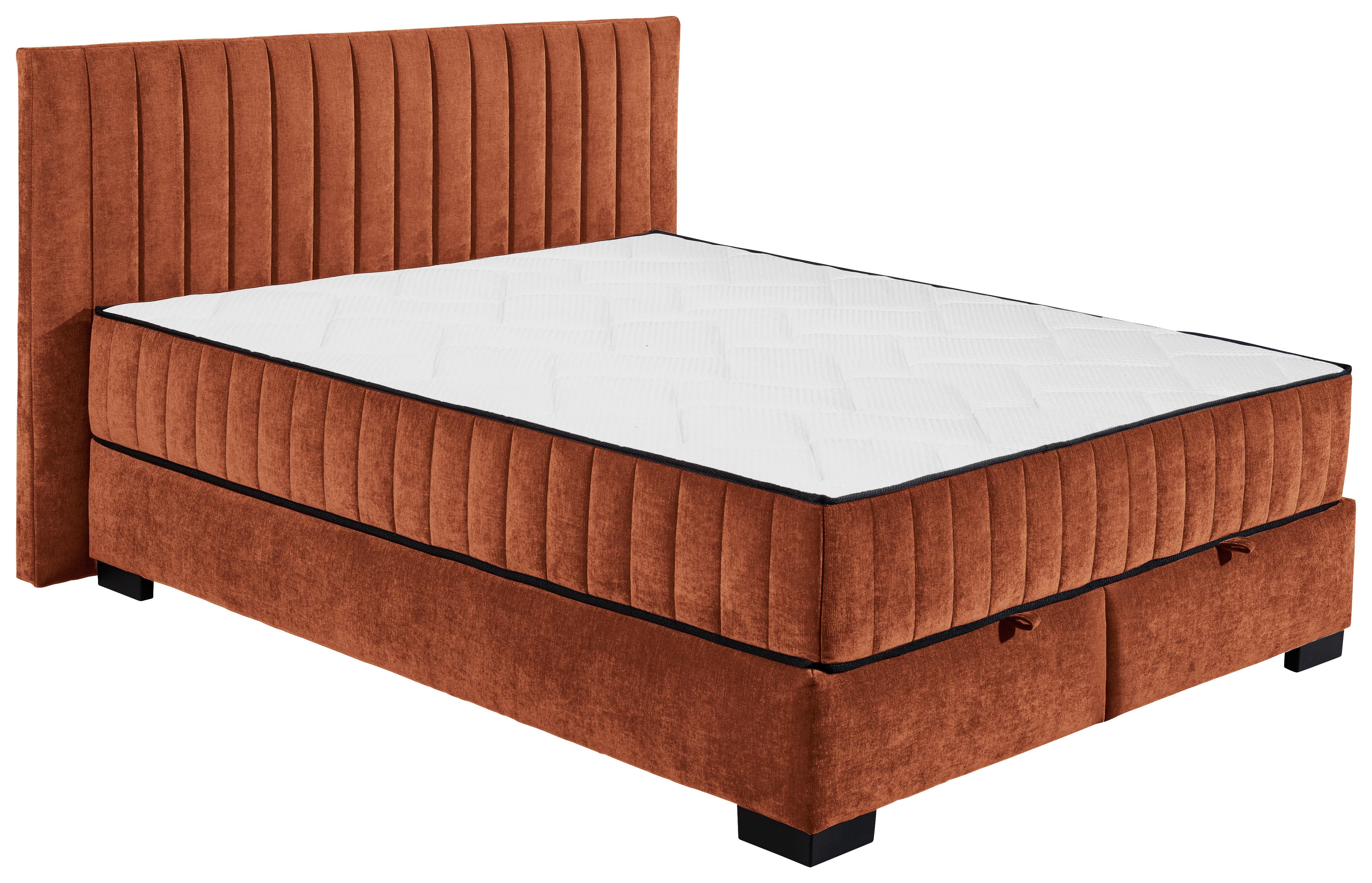 Boxbett Nagol C - Cognac/Schwarz, MODERN, Holzwerkstoff/Textil (160/200cm) - MID.YOU