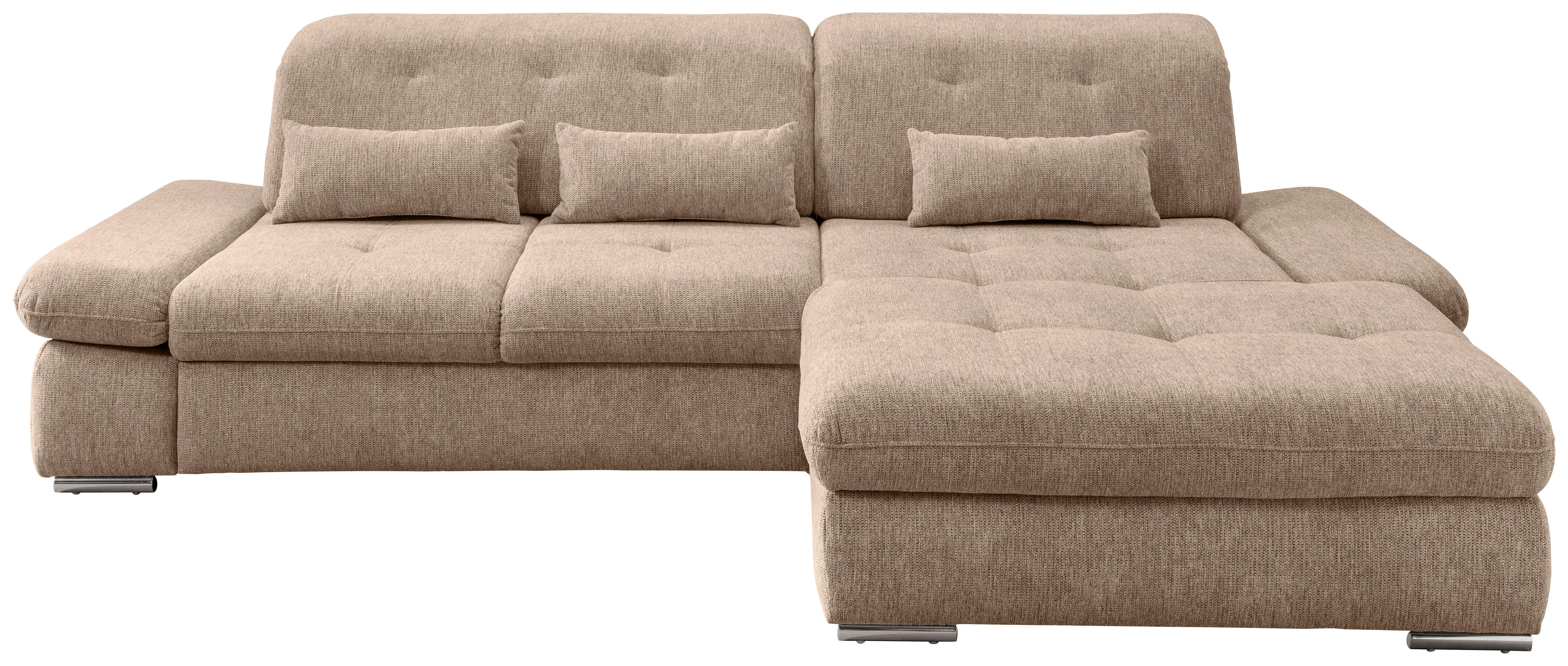 Ecksofa Dalida Hellbraun S: 300x196 cm - Chromfarben/Hellbraun, MODERN, Textil (300/196cm) - Livetastic