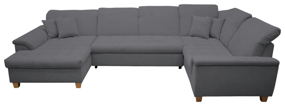 Wohnlandschaft Franzi Mit Schlaffunktion Dunkelgrau - Eichefarben/Dunkelgrau, KONVENTIONELL, Textil (170/352/214cm) - MID.YOU