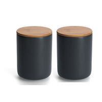 VORRATSDOSENSET Schwarz, ØxH: ca. 12x16 cm - Schwarz, Basics, Keramik (12/16cm) - Zeller Present