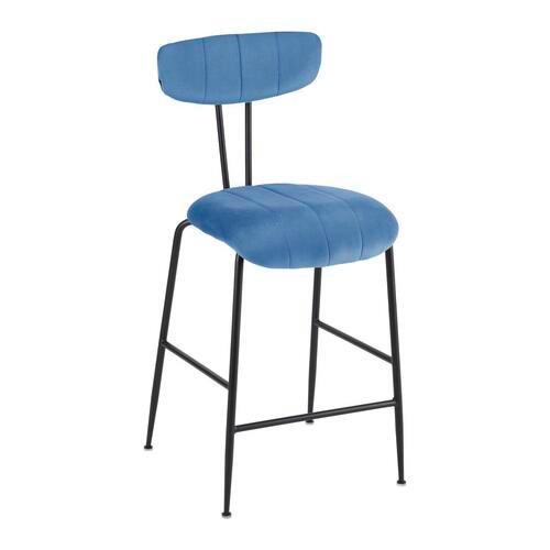 Barová židle TYLOR modrá - modrá/černá, Moderní, kov/dřevo (48/102/52cm) - Modern Living