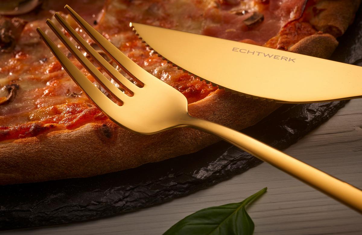 Pizzabesteck 4-Teilig Edelstahl für 2 Personen - Goldfarben, Basics, Metall (23cm) - Echtwerk