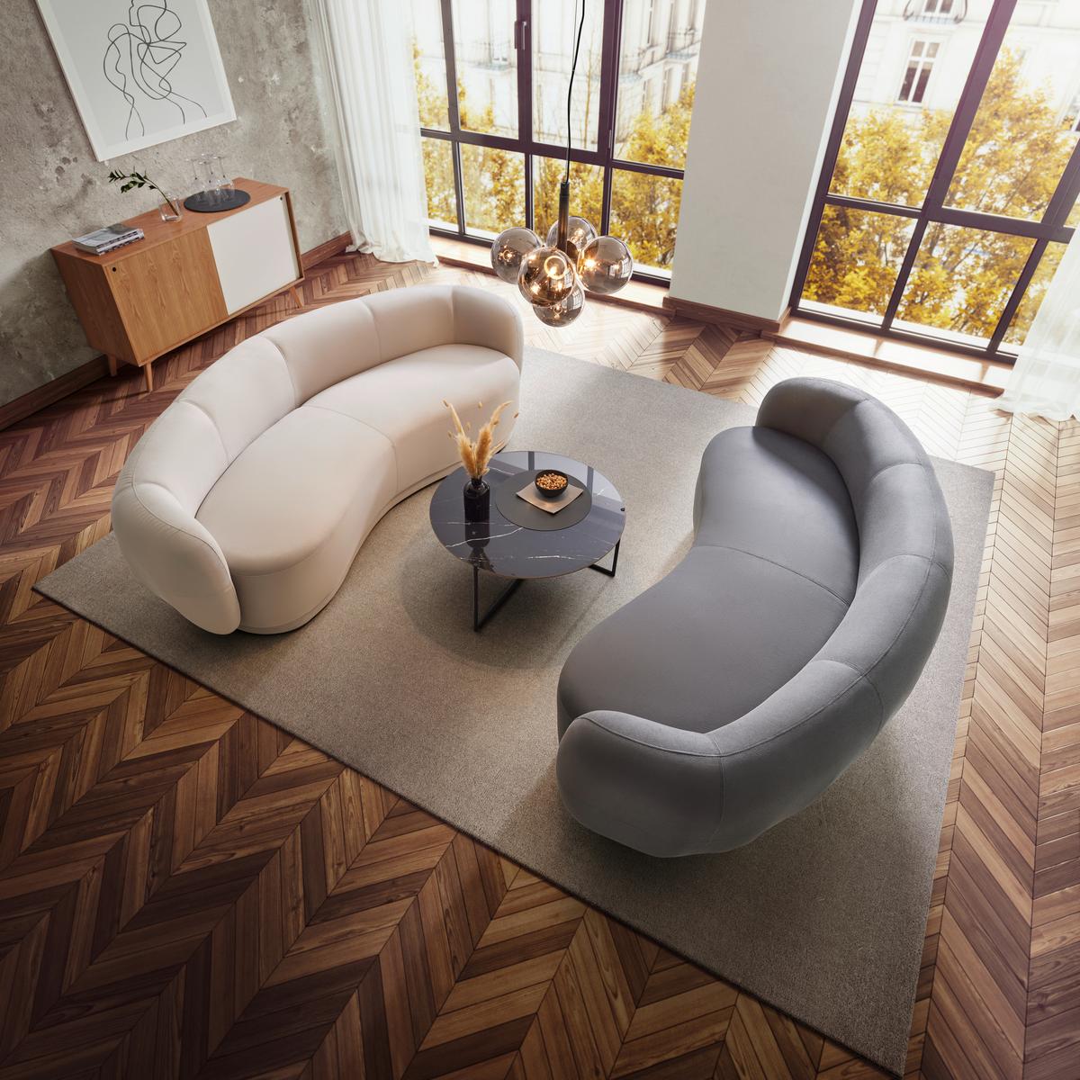 Moderná zamatová pohovka DAMARIS, tmavá sivá - čierna/tmavosivá, Modern, drevo/textil (230/75/100cm) - Bessagi Home