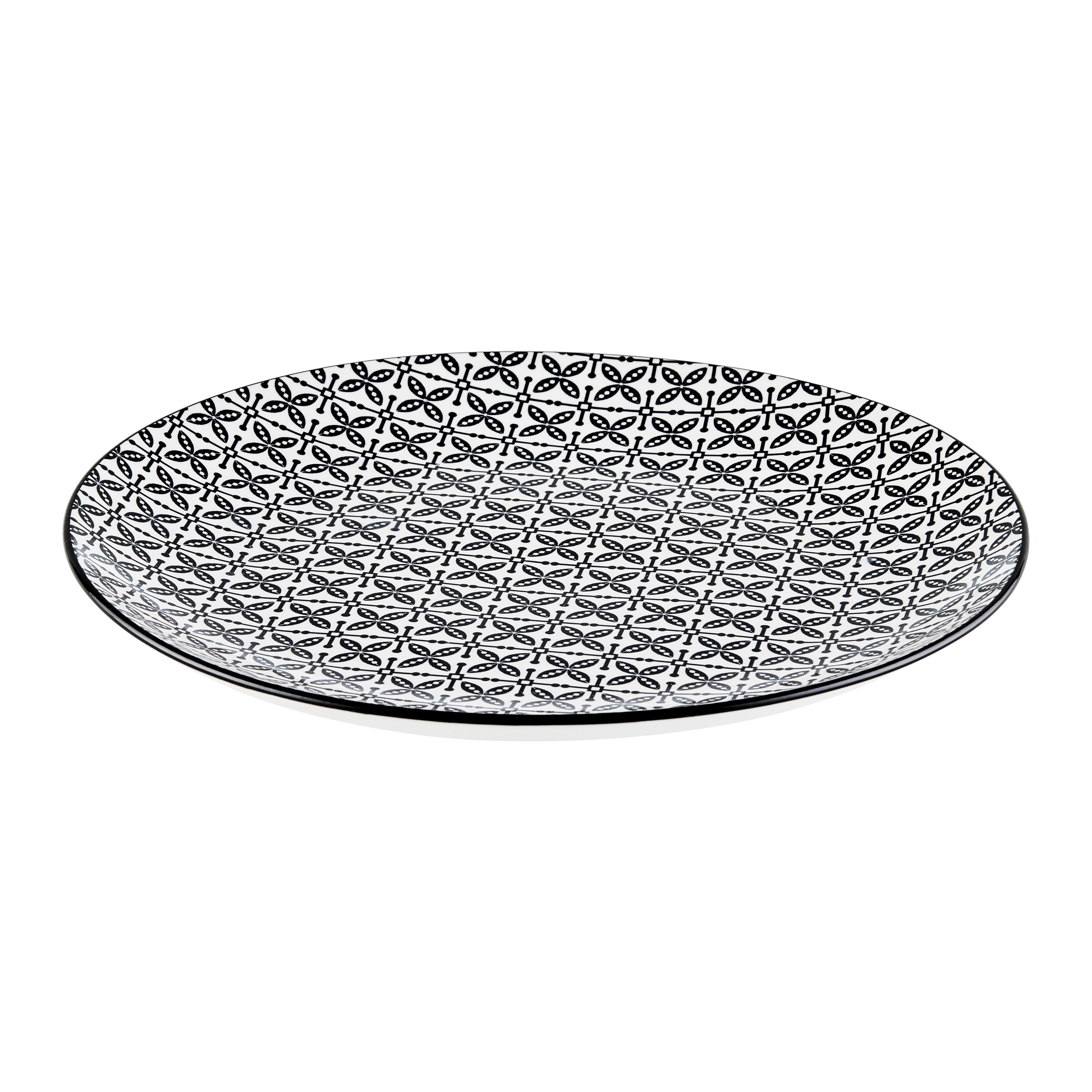 Mělký talíř SHIVA - bílá/černá, Lifestyle, keramika (27/2,5cm) - Mömax