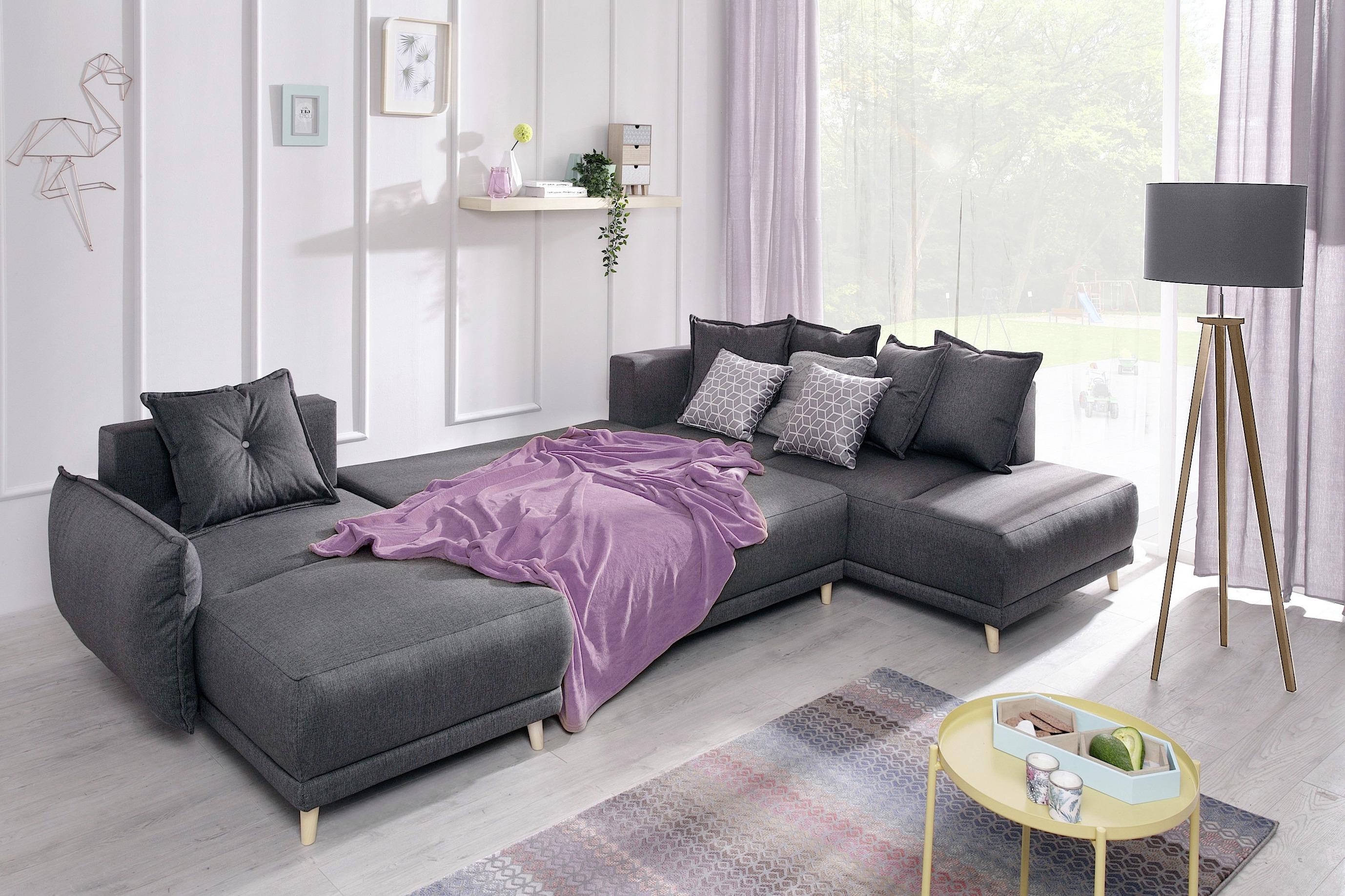 Sedací Souprava Lazy Lukka Tmavě Šedý - barvy borovice/tmavě šedá, Basics, dřevo/textil (155/312/200cm) - MID.YOU