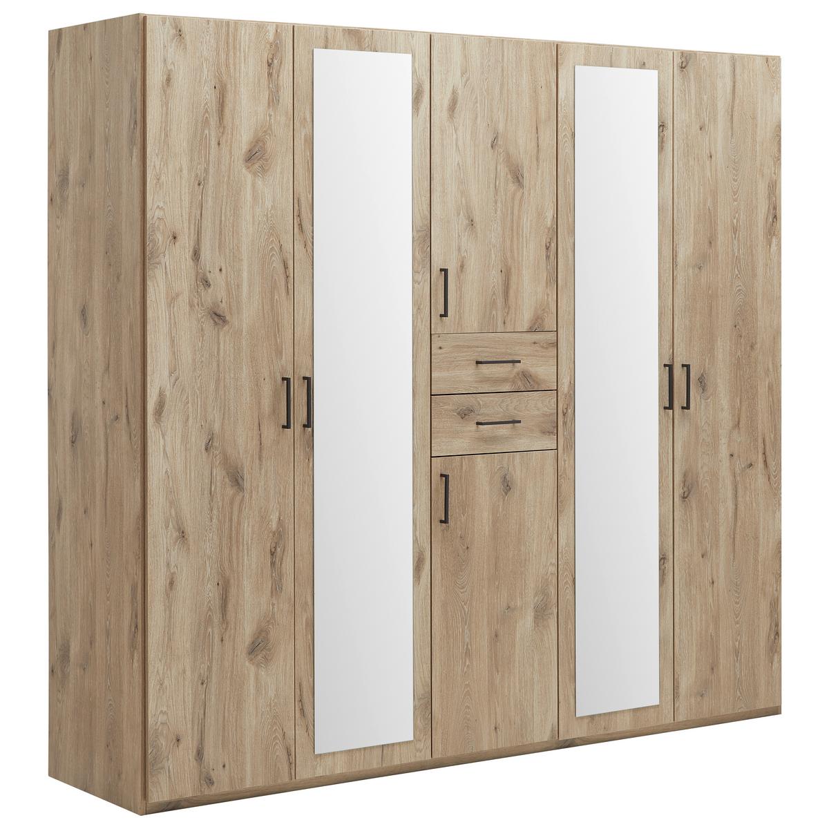 Skriňa s otočnými dverami DILLINGEN - čierna/farba duba, Konventionell, kompozitné drevo/plast (225/208/58cm) - Mömax