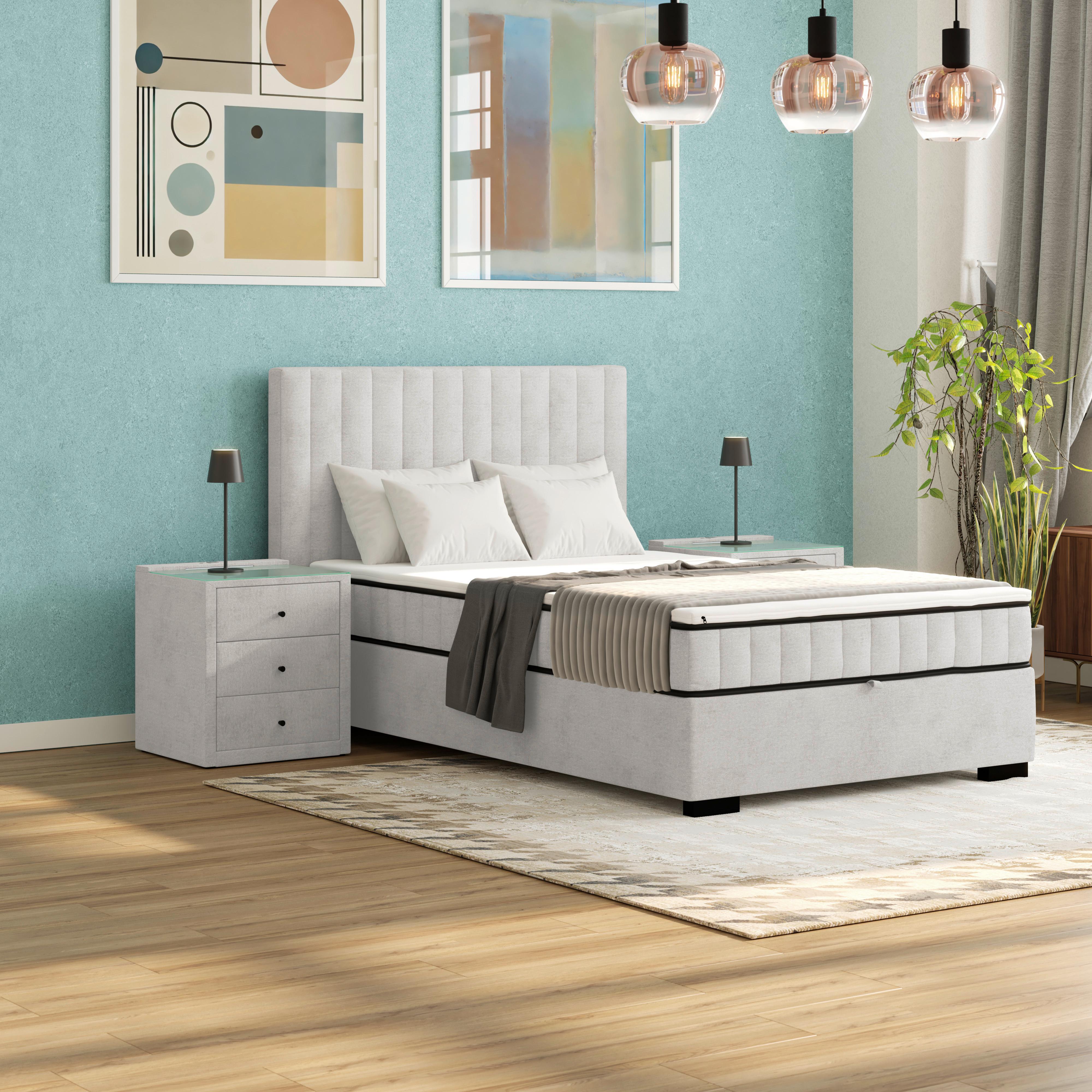 Boxbett Maya 100 - Hellgrau/Schwarz, MODERN, Holz/Holzwerkstoff (100/200cm)