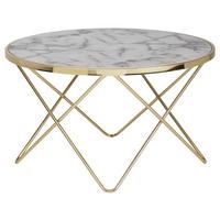 Couchtisch Rund, Weiß/goldfarben - Goldfarben/Weiß, Design, Holzwerkstoff/Metall (85/85cm) - MID.YOU