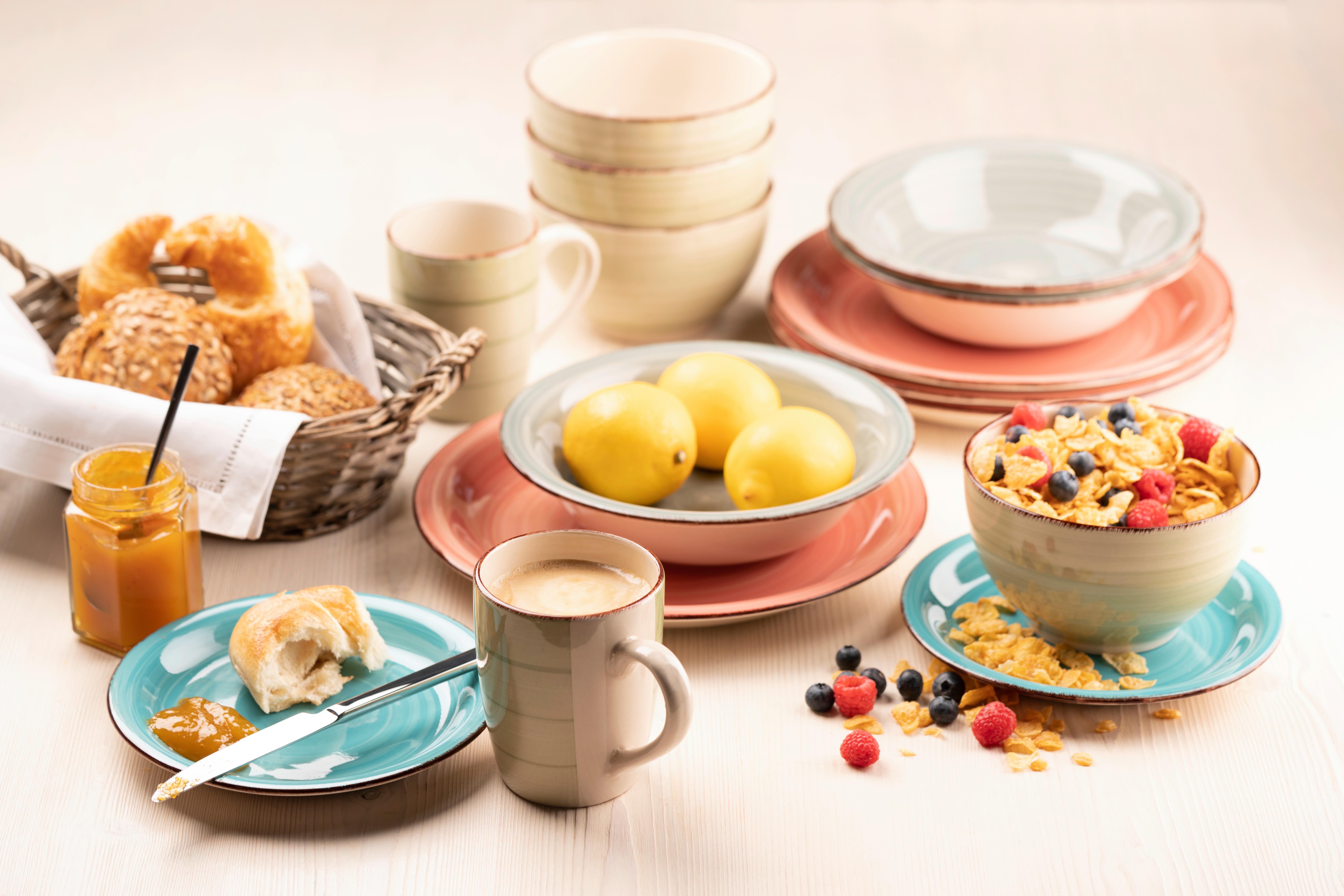 Kombiservice Lumaca Steingut 6 Personen Geschirr Set - Olivgrün, Basics, Keramik (60/32/32cm) - Mäser