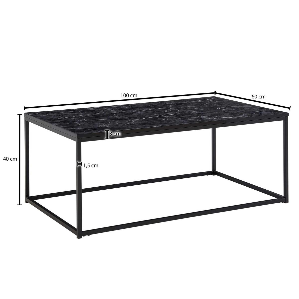 Konferenční stolek vzhled mramoru/kov š: 100cm - černá, Moderní, kov/kompozitní dřevo (100/60/40cm) - MID.YOU