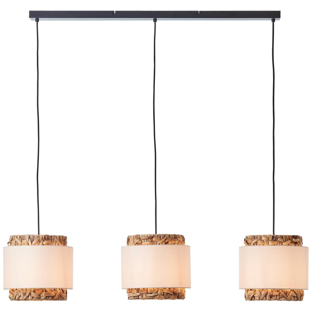 Pendelleuchte 99827/09 Waterlilly - Schwarz/Naturfarben, Natur, Holz/Textil (120/110/25cm) - Brilliant
