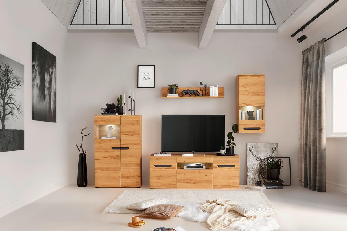 Highboard 81,8 Cm Alana Crenata Dekor - MODERN, Glas/Holzwerkstoff (81,8/129,4/38cm)