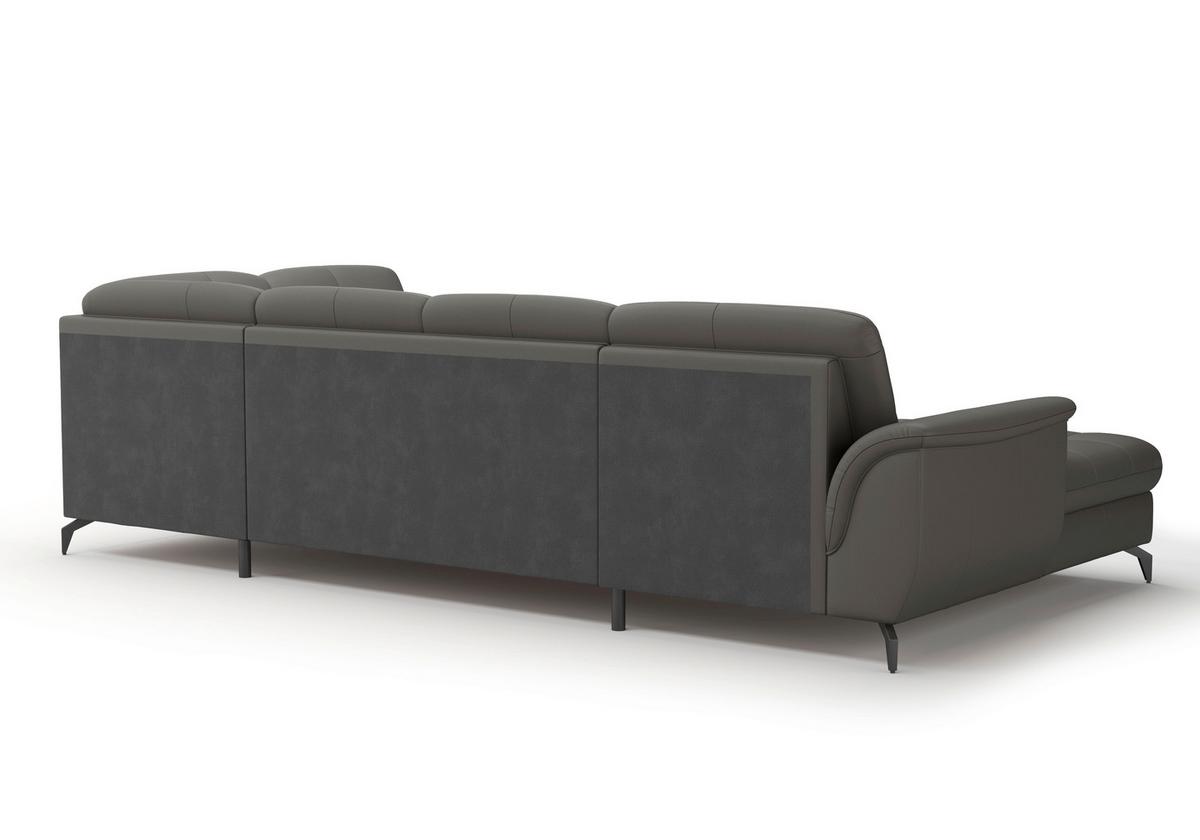 Wohnlandschaft Zora Anthrazit U: 164x319x212cm - Anthrazit/Schwarz, MODERN, Leder/Textil (164/319/212cm) - Sit & More